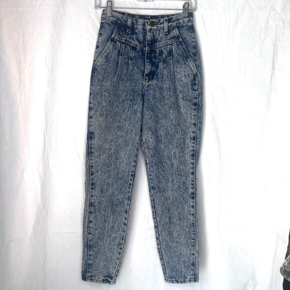 Chic VTG Y2K Acid Wash Pleated Front Denim Jeans Size 8* (0-2 SMALL)* Retro 80s - Picture 3 of 11